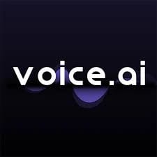 The text "voice.ai" on a dark background with a purple wave design.