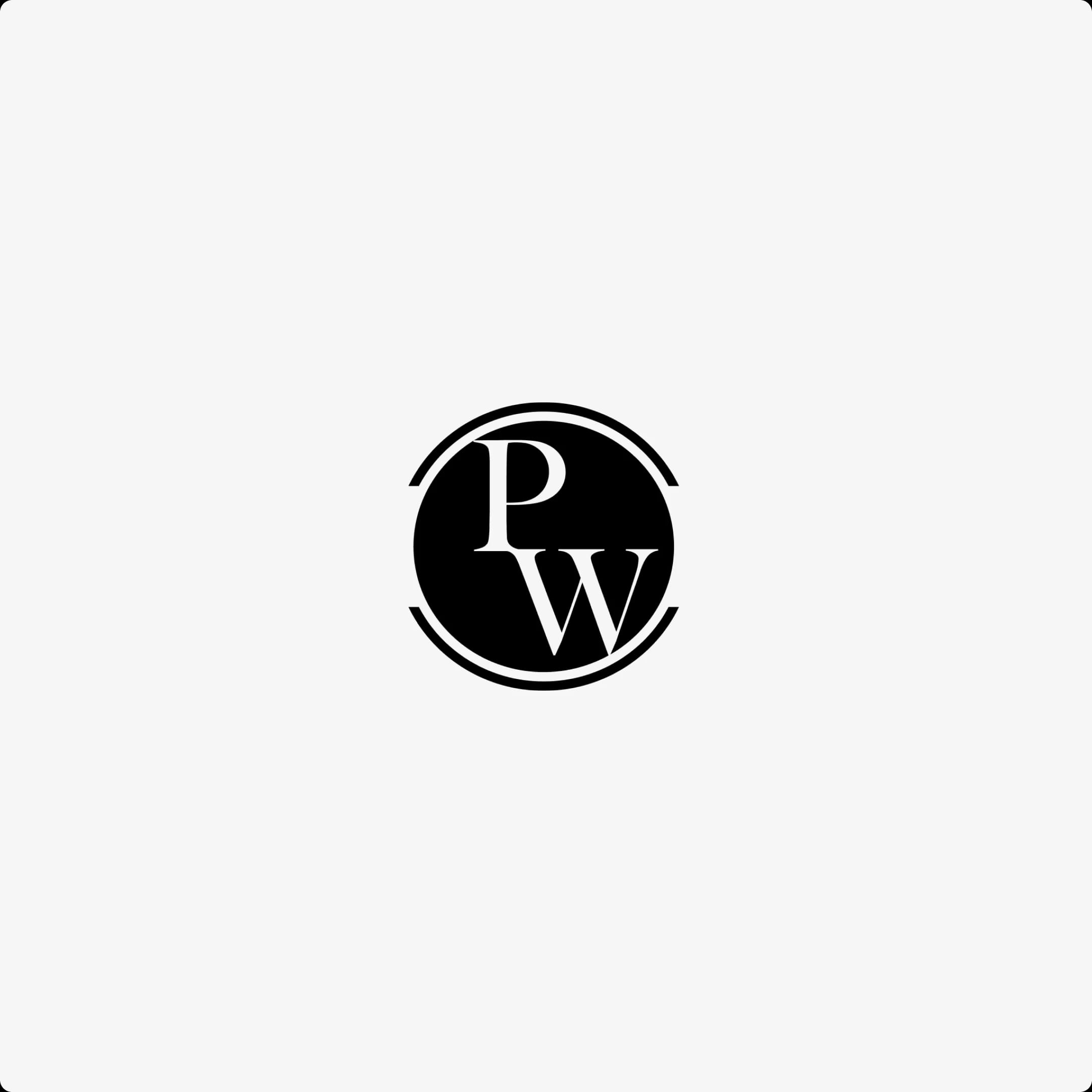 PW logo in a black circle.