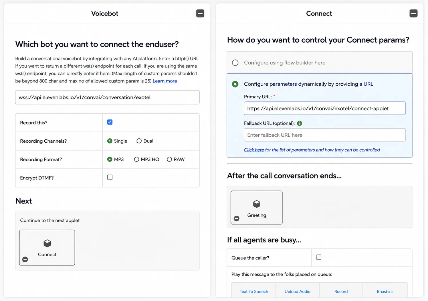 ElevenLabs 동적
URL로 구성된 Connect 애플릿