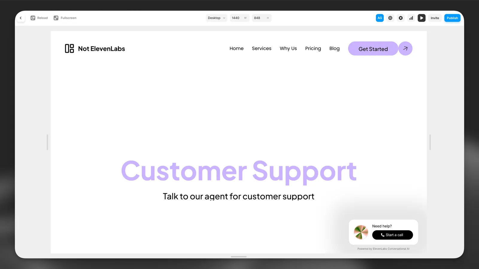 Exempelprojekt för Convai Framer